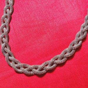 Silver braided chain necklace